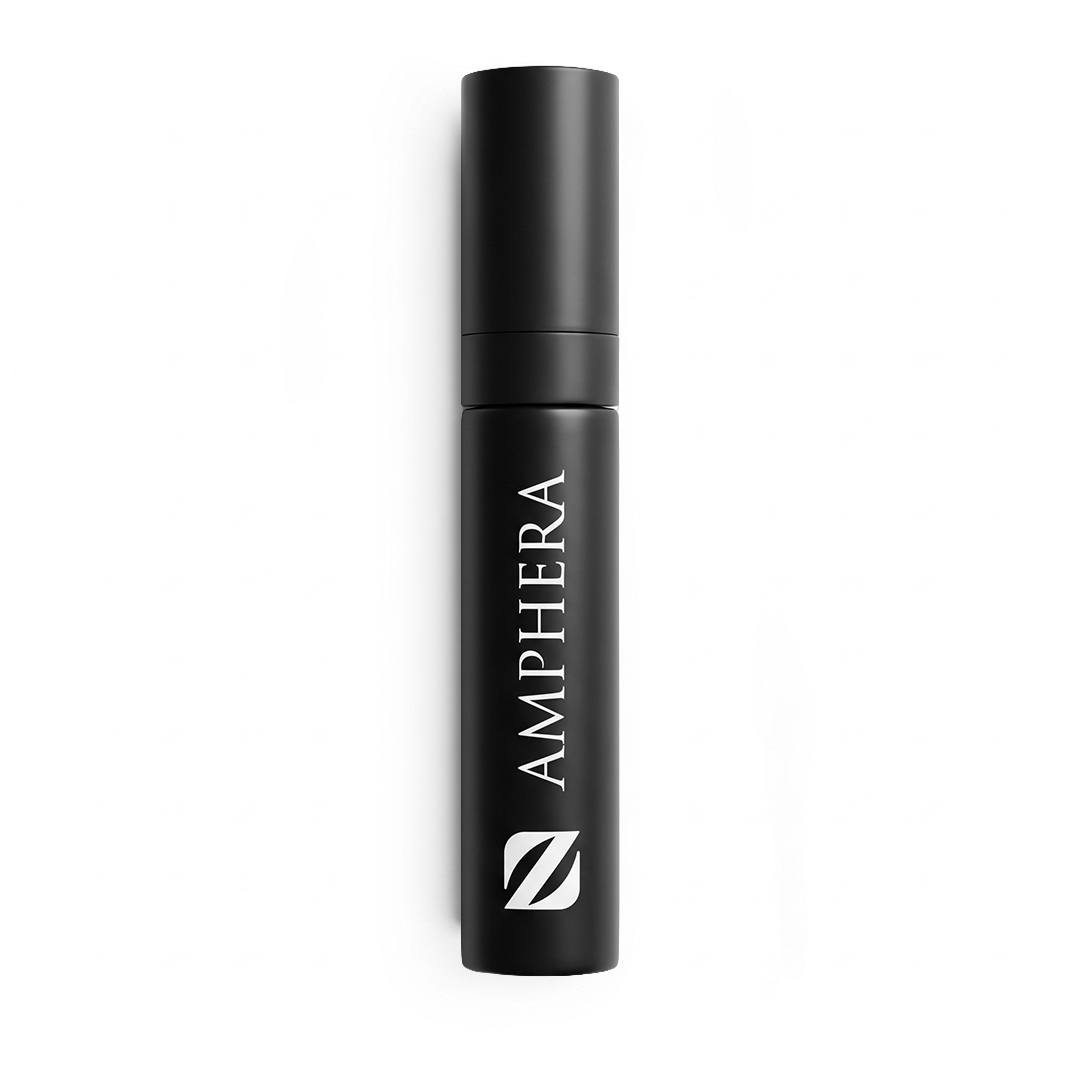 Black travel spray Olfazeta by Chogan Amphera, white name and Z logo on white background