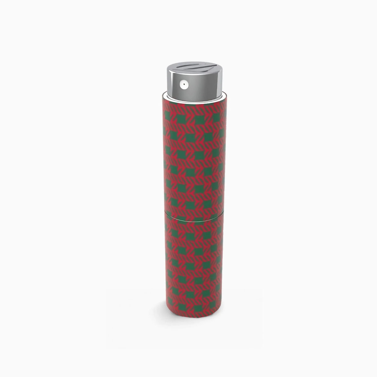 Olfazeta by Chogan zaketui met rood-groen geometrisch patroon, verchroomde dop, witte achtergrond